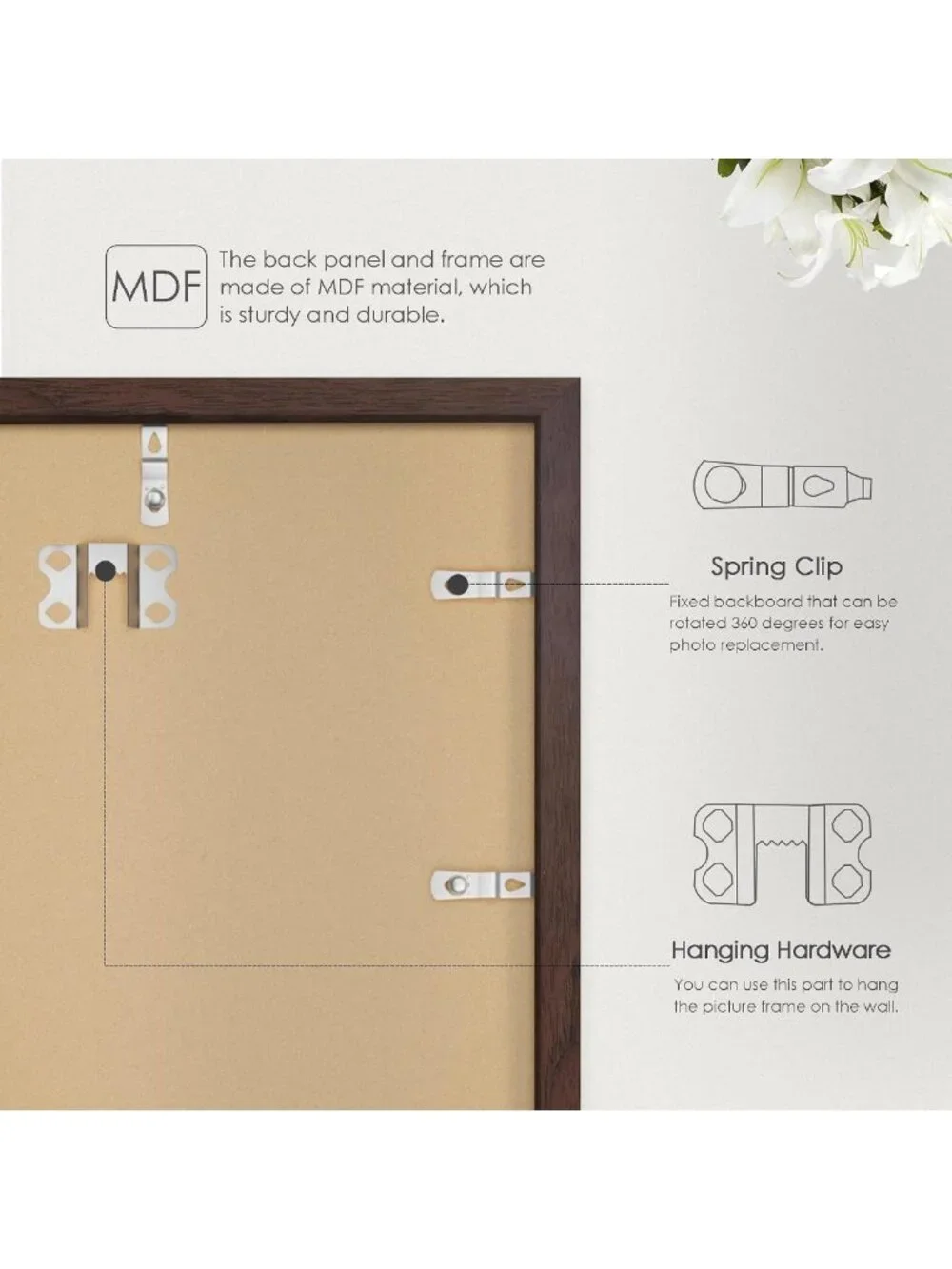 Walnut Woodgrain 18x24 Picture Frame for Horizontal/Vertical Wall Mounting